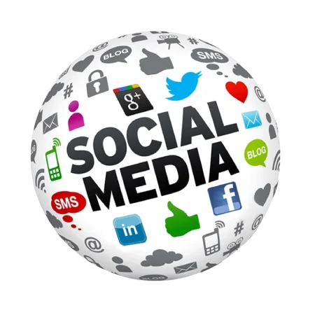 Social media globe covered in platform icons