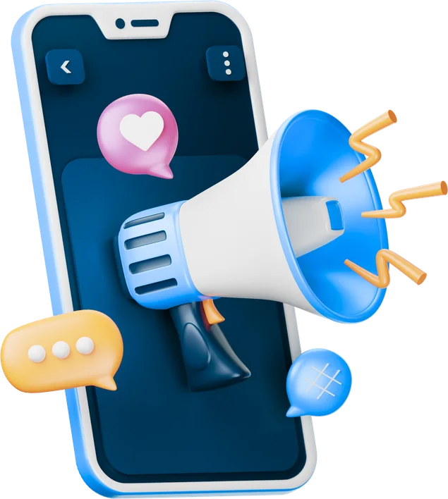 Smartphone with megaphone illustrating digital advertising